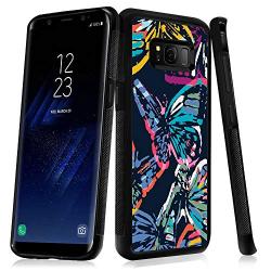 Samsung Galaxy S8 Case,Flexible Soft TPU Cover Shell,Slim Silicone Black Rubber Non-Slip Durable Design Protective Phone Case for Samsung Galaxy S8 -Butterfly