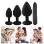 4Pcs/Set Soft Medical Silicone Beginner Anales Exercise Set, Soft Plug Toys - Black