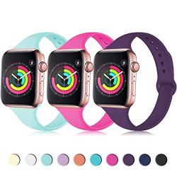 Zekapu Sport Band Compatible for Apple Watch 38mm 42mm 40mm 44mm, Soft Silicone Narrow Slim Sport Replacement Wristband for iWatch Series 5, Series 4, Series 3, Series 2, Series 1 Women