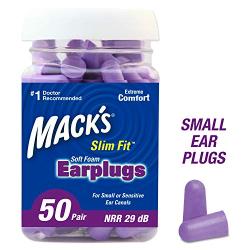 Macks Slim Fit Soft Foam Earplugs, 50 Pair - Small Ear Plugs for Sleeping, Snoring, Traveling, Concerts, Shooting Sports & Power Tools