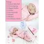 NPK Lifelike Reborn Baby Dolls Girl Soft Silicone 22 inchs 55 cm Realistic Handmade Weighted Body Pink Rabits Outfit Eyes Closed Sleeping