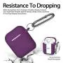 Hamile AirPods Case Protective Cover, [Front LED Visible] Shock Proof Soft Silicone Case Cover Skin Compatible for Apple AirPods 2 & 1, with Carabiner (Plum)