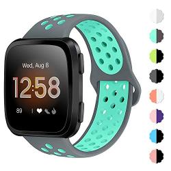 NANW Bands Compatible with Fitbit Versa/Versa 2/Versa Lite Small Large,Soft Silicone Replacement Band for Versa/Versa 2,Air Hole Wristband Strap for Women Men