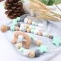 Lets Make 3pc Teether Set Silicone Teething Necklace Squeak Dummy Clip Pacifier Soother Holder Teething Bracelet Sensory Toys