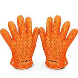 Heat Resistant Silicone Gloves for Cooking Offer Unrivaled Quality - Perfect for Inside and Outside Bbq Grilling. Protects From Unsafe and Painful Burns. Your Vital Protection for High Temperatures and More Competent Than Potholders. Stretchy, Versatile, 