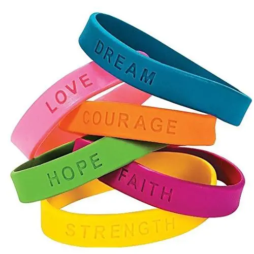 Fun Express 24 Inspirational Sayings Bracelets (Assorted Colors)