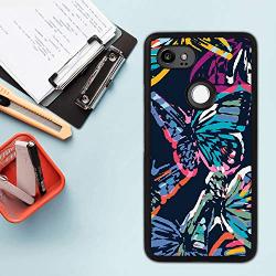 Google Pixel 2 Case,Flexible Soft TPU Cover Shell,Slim Silicone Black Rubber Non-Slip Durable Design Protective Phone Case for Google Pixel 2 -Butterfly