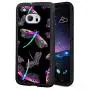 HTC 10 Case with Beautiful Dragonfly Pattern Whimsical Design Bumper Black Soft TPU and PC Protection Anti-Slippery &Fingerprint Case for HTC 10