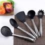 JunbosiKitchenware Silicone Kitchenware Set Stainless Steel Spatula Nonstick Soup Spoon Fishing Fence Cooking Spoon Shovel