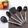 JunbosiKitchenware Silicone Kitchenware Set Stainless Steel Spatula Nonstick Soup Spoon Fishing Fence Cooking Spoon Shovel
