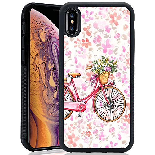 iPhone Xs iPhone X Case,Flexible Soft TPU Cover Shell,Slim Silicone Black Rubber Non-Slip Durable Design Protective Phone Case for iPhone Xs iPhone X -Bicycle