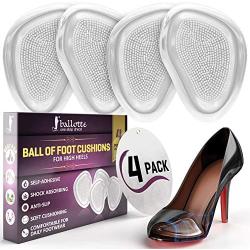 Premium High Heel Inserts [Extra Soft Forefoot Cushioning] Ball of Foot Cushions for Women and Men, Reusable Metatarsal Pads, Prevent Blisters and Calluses, 4 Invisible Pads, Fit Any Shoe