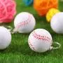 20 Pack White Baseball Keychains for Party Favors, School Carnival Reward, Party Bag Gift Fillers (Baseball Keychains, 20 Pack)