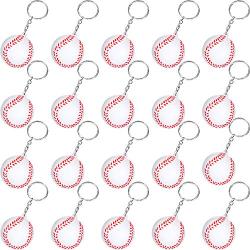 20 Pack White Baseball Keychains for Party Favors, School Carnival Reward, Party Bag Gift Fillers (Baseball Keychains, 20 Pack)