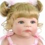 PURSUEBABY Toddler Washable Full Body Reborn Toddler Vinyl Baby Girl Doll with Curly Blonde Hair, 22 Inch Baby Doll with Magnetic Pacifier Looks Real (Natalie)