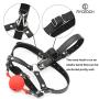 RYOZOCH Silicone Gag with Head Slave Harness Nose Hook Flirting Mouth Gags Sex Toys for Couple Adult Games Unisex Sex Products (Red+Black, 1.5in Ball)