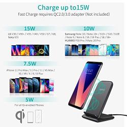 CHOETECH 15W Wireless Charger, Fast Wireless Charging Stand with QC 3.0 Adapter Compatible iPhone 11/11 Pro/11 Pro Max/XS Max/XR/XS/X/8/8 Plus, LG V30/V35/V40/G8, Samsung Galaxy Note 10/S10/S10E/S9