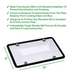 lebogner Car License Plates Shields and Frames Combo, 2 Pack Clear Bubble Design Novelty Plate Covers to Fit Any Standard US Plates, Unbreakable Frame & Covers to Protect Plates, Screws Included