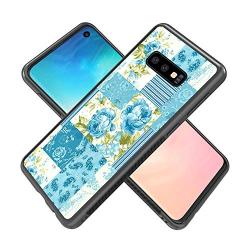 Samsung Galaxy S10e Case, Blue Flower Shock-Absorption TPU Rubber Bumper Samsung Galaxy S10e Case, Ultra Thin Slim Protective Cover for Samsung Galaxy S10e-Black
