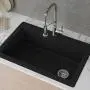 Kraus KGD-54BLACK Forteza Granite Kitchen Sink, 33 Inch, Black