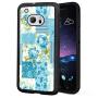 HTC 10 Case, Blue Flower Shock-Absorption TPU Rubber Bumper HTC 10 Case, Ultra Thin Slim Protective Cover for HTC 10-Black
