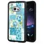 HTC 10 Case, Blue Flower Shock-Absorption TPU Rubber Bumper HTC 10 Case, Ultra Thin Slim Protective Cover for HTC 10-Black