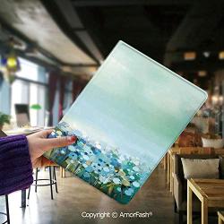 Printed Case for Tablet?Samsung Galaxy?Tab?E9.6 T560 T561 PU Leather for Samsung SM-T560 / T561,Watercolor Flower Home Decor,Aqua Impressionist Field Paint with Blooms Tranquil Concept,Soft Blue