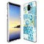Samsung Galaxy S9 Case, Soft TPU Slim-Fit Flexible Ultra-Thin Clear Case, Full-Body Rugged Bumper Print Blue Flower Case for Samsung Galaxy S9, Transparent