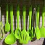 10 Pcs Kitchenware Silicone Heat Resistant Kitchen Cooking Utensils Non-Stick Baking Tool Cooking Tool Sets,Green