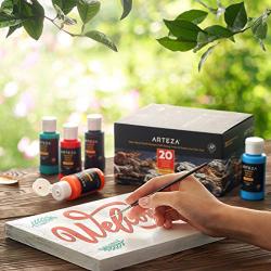 ARTEZA Outdoor Acrylic Paint, Set of 20 Colors/Tubes (59 ml, 2 oz.) with Storage Box, Rich Pigments, Multi-Surface Paints for Rock, Wood, Fabric, Leather, Paper, Crafts, Canvas and Wall Painting