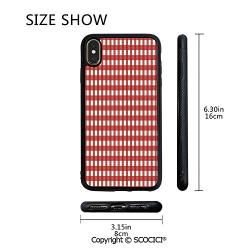 SCOCICI Unique Slim Designs Drop-Protection Smart Cell Phone Case Vintage Style Checkered Pattern Christmas Design Kitchenware Picnic Cafe Cloth Image Art Decorative Compatible with iPhone Xs Max