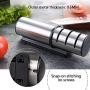 Knife Sharpener, 3 stage Design with Whetstone Diamond Ceramic inner, Stainless Steel Brushed Surface Fast Sharpening Tool for Household Restaurant Kitchen Essential Kitchenware,Silver