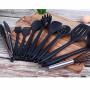 ZOUWEILING Silicone Kitchenware Kitchenware Stainless Steel Silicone Kitchenware Set Silicone Kitchenware Set Spatula Set Convenient Storage Durable,Black