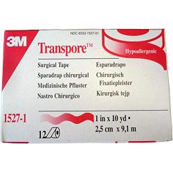 3M Transpore Clear 1-Inch Wide First Aid Tape, 10-Yard Roll (2 Rolls)