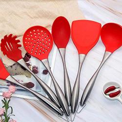 Kitchenware Set, Silicone 6 Piece Set, Stainless Steel Hollow Handle Silicone Spoon Shovel Kit Silicone Set, Kitchenware