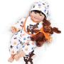 Yesteria Realistic Reborn Toddler Baby Doll Vinyl Newborn Smile Boy White Outfit with Toy Elk 20 Inches