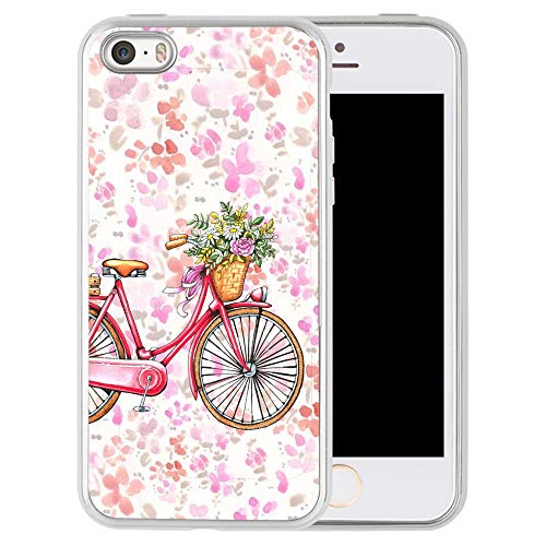 iPhone SE 5s 5 Case,Flexible Soft TPU Cover Shell,Slim Silicone Black Rubber Non-Slip Durable Design Protective Phone Case for iPhone SE 5s 5 -Bicycle