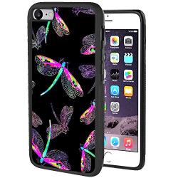 iPhone 7 8 Case with Beautiful Dragonfly Pattern Whimsical Design Bumper Black Soft TPU and PC Protection Anti-Slippery &Fingerprint Case for iPhone 7 8