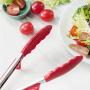 Silicone kitchenware 9 Pieces Red Silicone Cooking Utensils Kitchen Utensil Set Wooden Handles Cooking Tools For Nonstick Cookware Includes Tongs Pasta Fork Whisk Soup Spoon And More Nonstick Heat Res