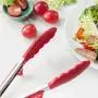 Silicone kitchenware 9 Pieces Red Silicone Cooking Utensils Kitchen Utensil Set Wooden Handles Cooking Tools For Nonstick Cookware Includes Tongs Pasta Fork Whisk Soup Spoon And More Nonstick Heat Res