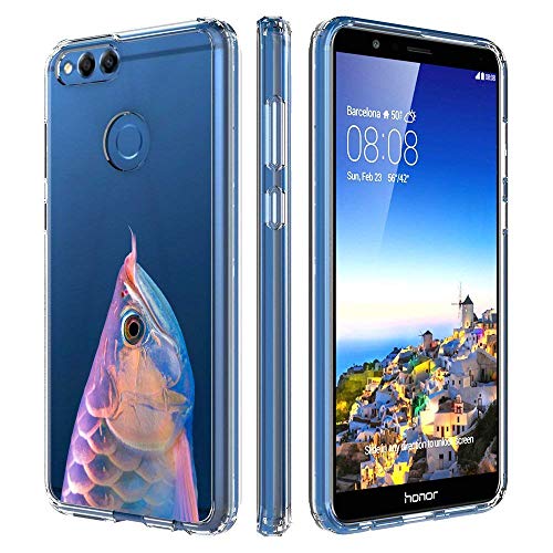 Huawei Honor 7X Case, Soft TPU Slim-Fit Flexible Ultra-Thin Clear Case, Full-Body Rugged Bumper Print Arowana Case for Huawei Honor 7X, Transparent