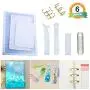 Resin Casting Molds for Notebook Cover A5 A6 A7, Silicone Bookmark Resin Mold 6PCS, Silicone Notebook Cover Clear Casting Epoxy Resin Molds with 14PCS Book Rings for Epoxy Resin Jewelry DIY Fans