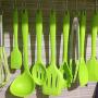 10 Pcs Silicone Kitchen Cooking Set - Kitchenware Utensils Baking Tool Nonstick Heat Resistant Cookware Turner Brush Spoon Spatulas Green