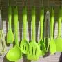 10 Piece Silicone Kitchen Utensils Set - Kitchenware Cooking Baking Tool Heat Resistant Nonstick Cookware,Brush,Tongs,Spoon,Spatulas Green