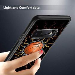 Samsung Galaxy S10 Case with Basketball Fire Pattern Whimsical Design Bumper Black Soft TPU and PC Protection Anti-Slippery &Fingerprint Case for Samsung Galaxy S10
