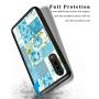 Huawei P30 Case, Blue Flower Shock-Absorption TPU Rubber Bumper Huawei P30 Case, Ultra Thin Slim Protective Cover for Huawei P30-Black