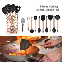 Activane 11pcs Silicone Kitchenware Cooking Utensils Set with Stainless Steel Handle Non-Stick Cooking Shovel Spoon Kitchen Tools Spatula Sets