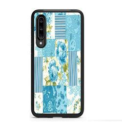 Samsung Galaxy A50 Case, Blue Flower Shock-Absorption TPU Rubber Bumper Samsung Galaxy A50 Case, Ultra Thin Slim Protective Cover for Samsung Galaxy A50-Black