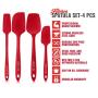 Silicone Spatula Set | 4 Versatile Tools Created for Cooking, Baking and Mixing | One Piece Design, Non-Stick & Heat Resistant | Strong Stainless Steel Core (UpGood Kitchen Utensils, Red)