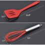 Premium Quality Silicone Kitchen Utensil Set, Heat Resistant, Hygienic, Non Stick, Durable Baking Gift Utensils, 5 pack, Slotted Turner, Tongs, Spatula, Whisk and Basting Brush (Red)